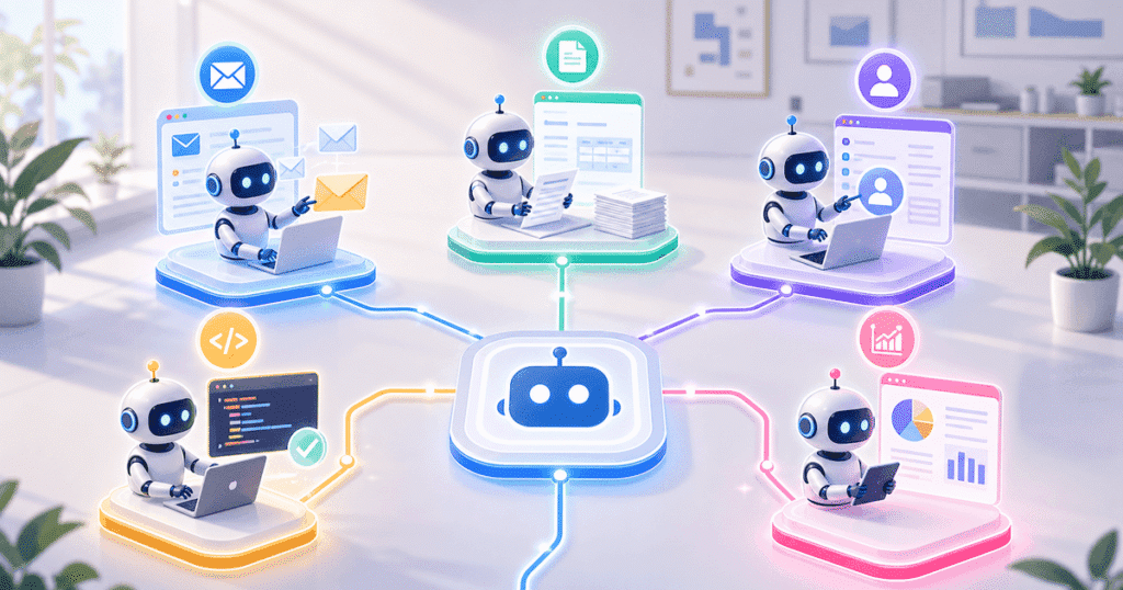 AI agent automation India business dashboard showing five autonomous workflows running