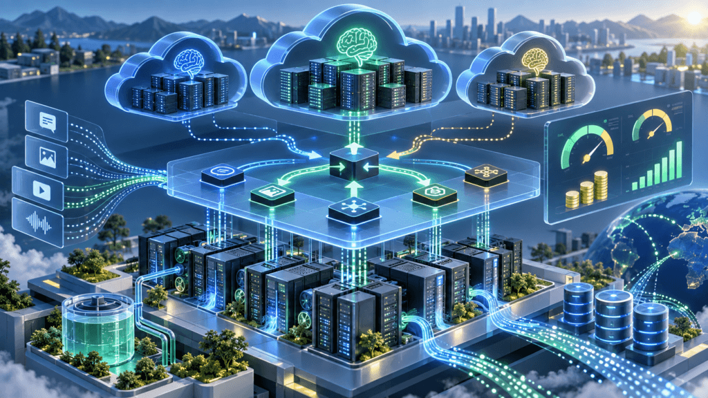 Cloud architecture for AI applications with scalable compute and cost controls